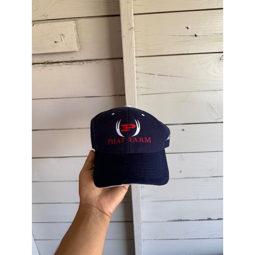 Vintage Phat Farm Navy Blue Embroidered Logo Baseball Cap Hat Adjustable Y2K